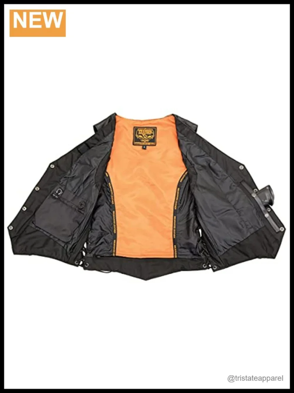 Women's Premium Full-Grain Leather Motorcycle Vest with Adjustable Side Laces,